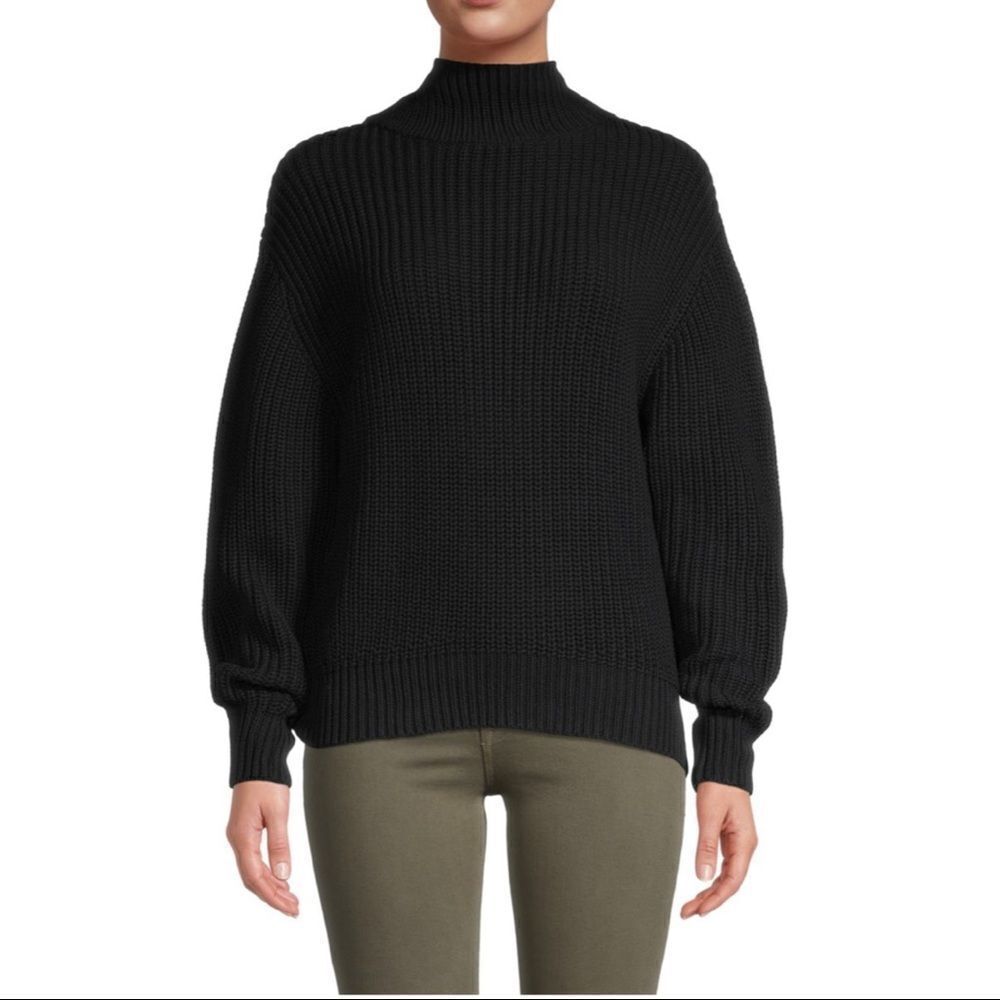 French Connection Millie Mozart Balloon Sleeve Sweater In Black